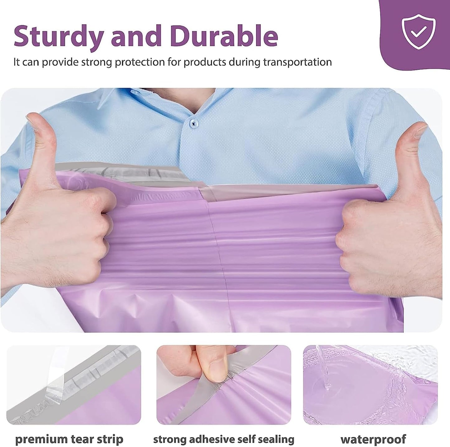 Fuxury Poly Mailers 14.5x19 Inch 400 Pcs Bulk Shipping Bags for Clothing Strong Adhesive Shipping Envelopes for Small Business Suppliers Waterproof Mailers Poly Bags Mailing Envelopes Light Purple