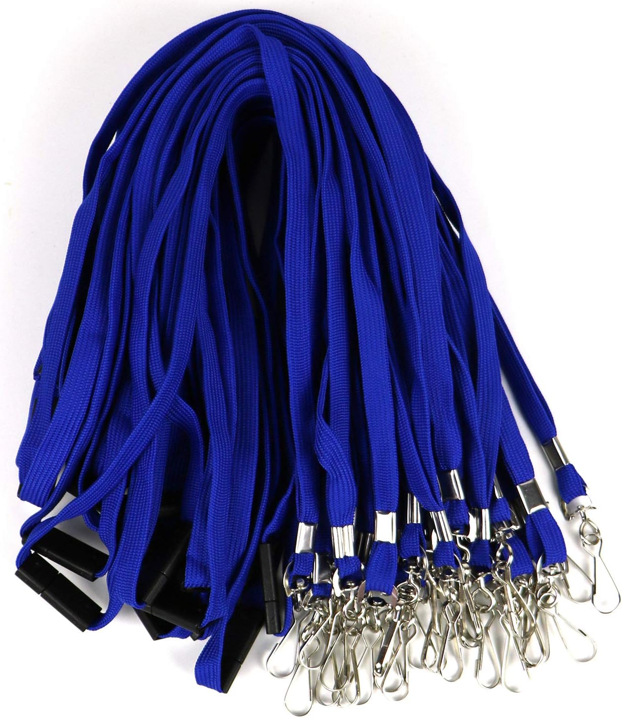 Safety Breakaway Lanyard with J-Hook Flat Lanyards for ID Badges Cruise Lanyard Bulk Preimum Lanyards for Women/Men Business Card NameTag Holder Lanyards Employee Students (Blue, Breakaway 50 Pack)