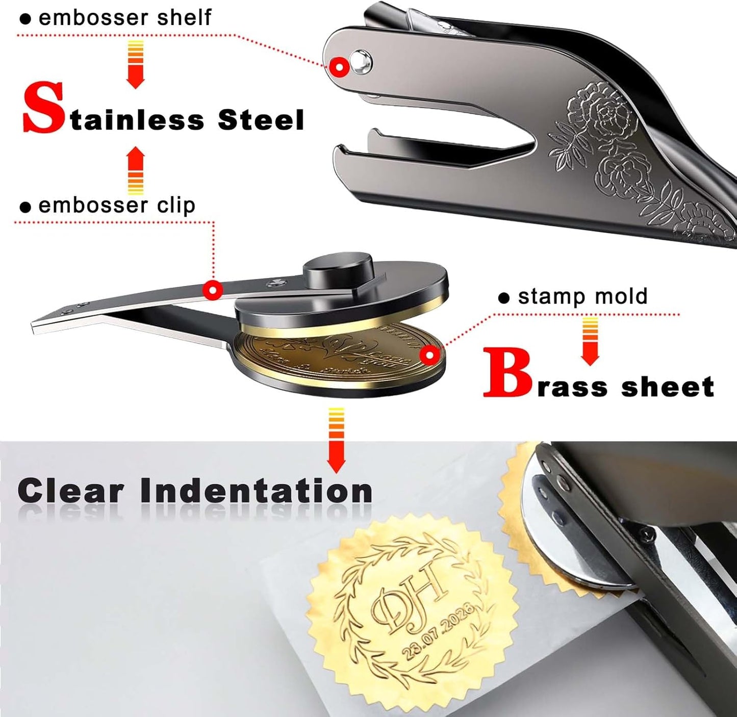Book Embosser Personalized - Embosser Stamp Custom for Book, Cards, Paper, Napkins, Perfect for Book Lovers, Personal Library and Wedding, A Thoughtful Gift for Any Occasion - Cat