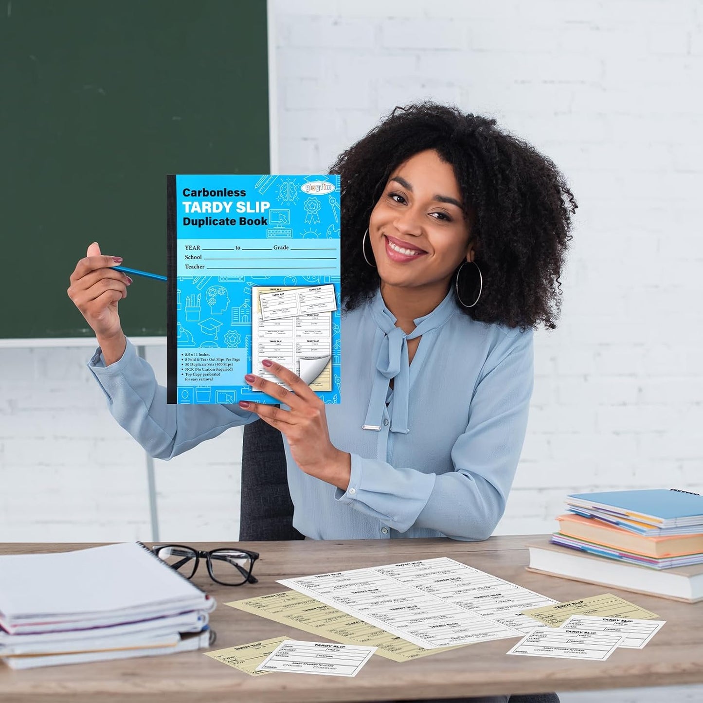 gisgfim Tardy Slip Book with Carbonless Duplicates in Easy Removal Fold and Tear Tardy Slips Per Book Register Copy Notebook for Student Late Arrivals School Supplies Teacher 400 Pcs/Pad (1 Pad)