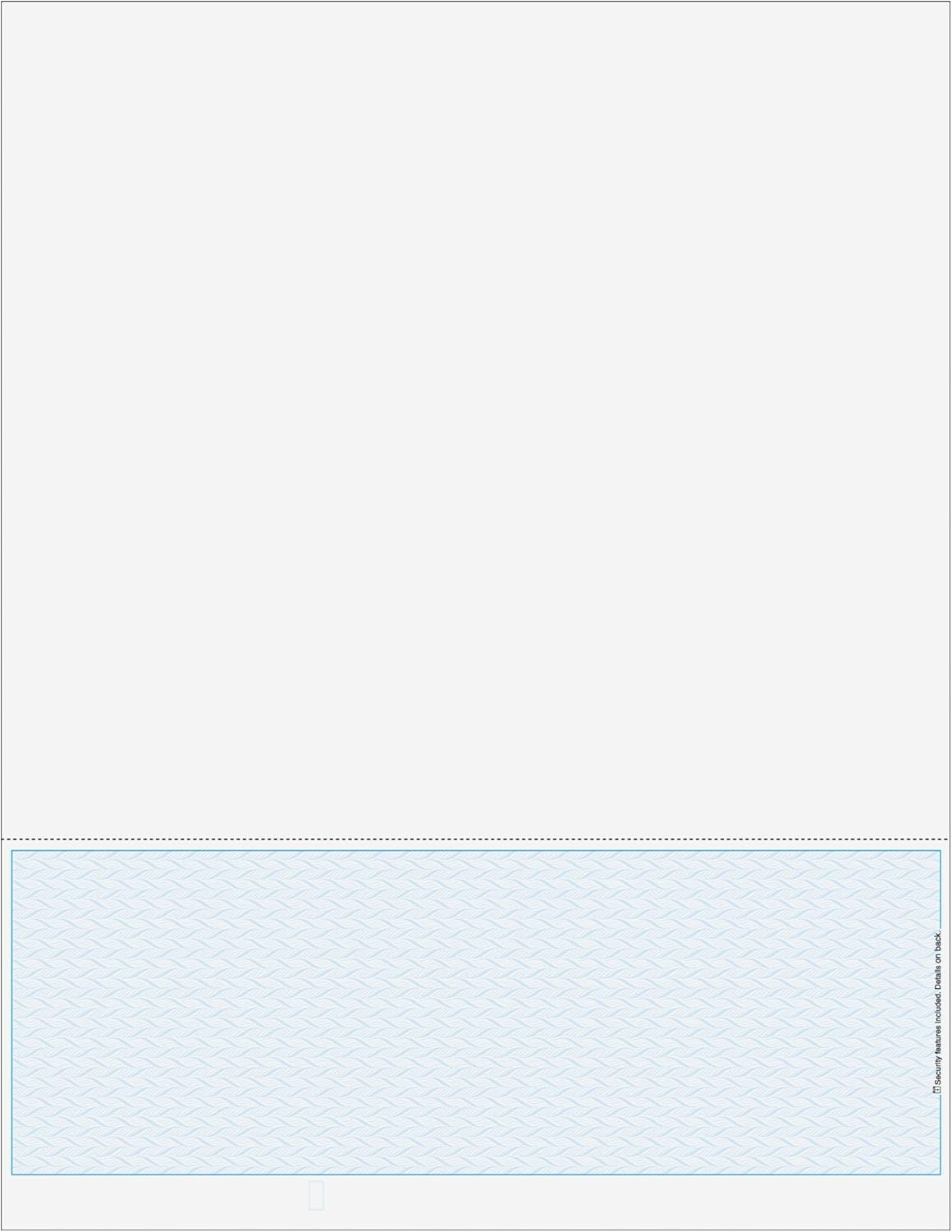 Blank Classic Laser Bottom Business Check, Blank Computer Check Paper with Blue Herringbone Background (One Perf), 500/Pk