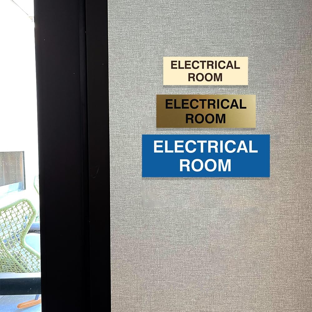 All Quality Basic Electrical Room Sign | Durable Construction | Building Safety - Ivory/Dark Brown - Large (5 Pack)
