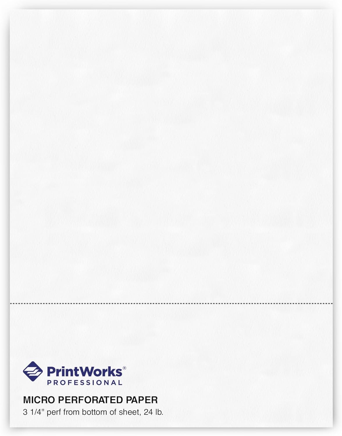 PrintWorks Professional 3 1/4" Horizontal Perforated Paper 8.5” x 11” - Perfect For W-2, 1099, & Statement Use - Made in the USA - 500 Sheets - 24 lb - Printer Compatible - White (04117)