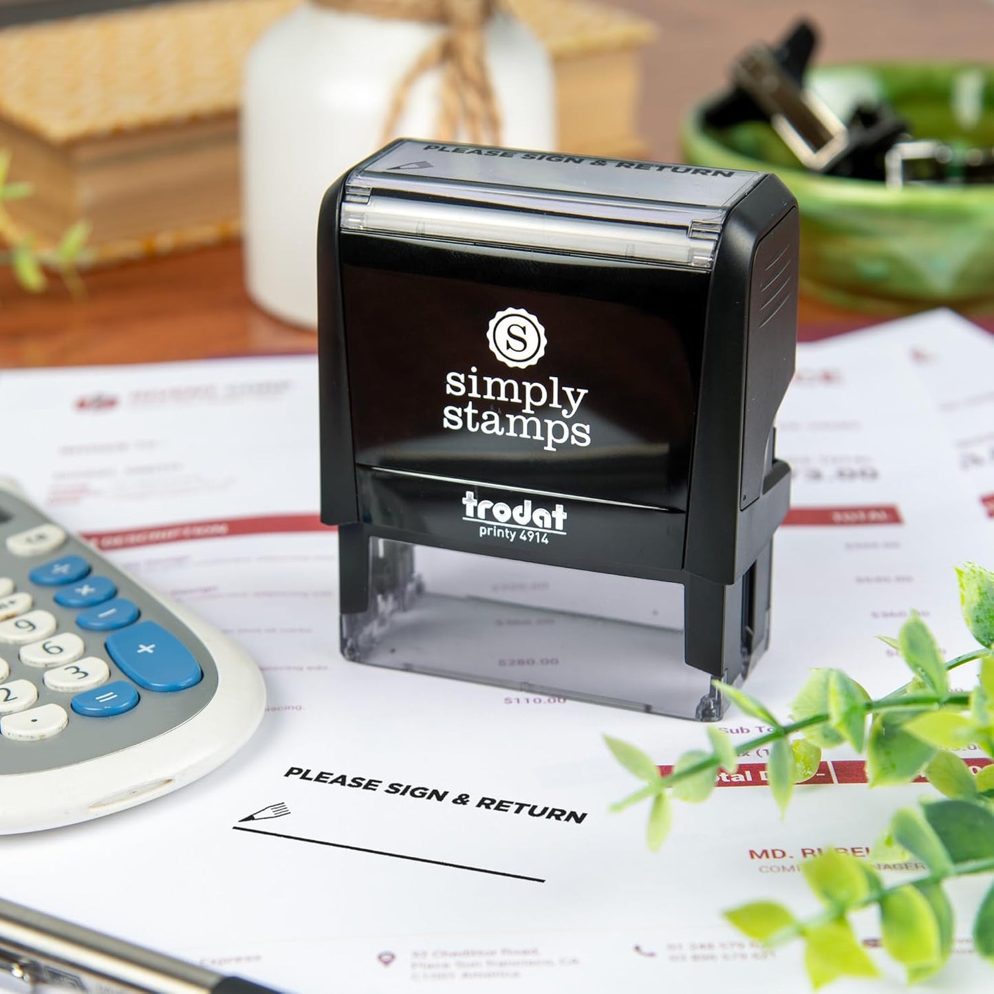 Please Sign & Return Office Stamp | 4 Different Sizes | 20 Designs | Multiple Color Options | Perfect for Quick Validation of Office Documents (Please Sign & Return, Xtra Large)