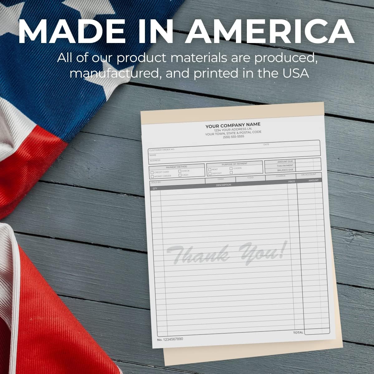 Custom 8.5" x 11" Carbonless NCR Books in 2-Part Duplicate Invoices, Receipts, Work Orders, Sales Orders, Purchase Orders, Estimates, Quote Forms with Your Company/Business Name (100 Sets)