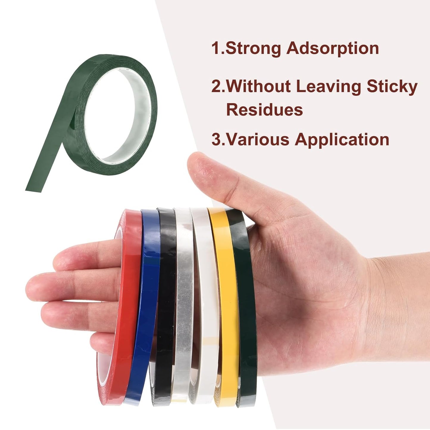 MECCANIXITY 6 Rolls Whiteboard Tape Graphic Chart Tape 18mm 54.7 Yard Art Tape Thin Self-Adhesive Pinstripe Tape Masking Tape for Gift Wrapping Craft Supplies, Green