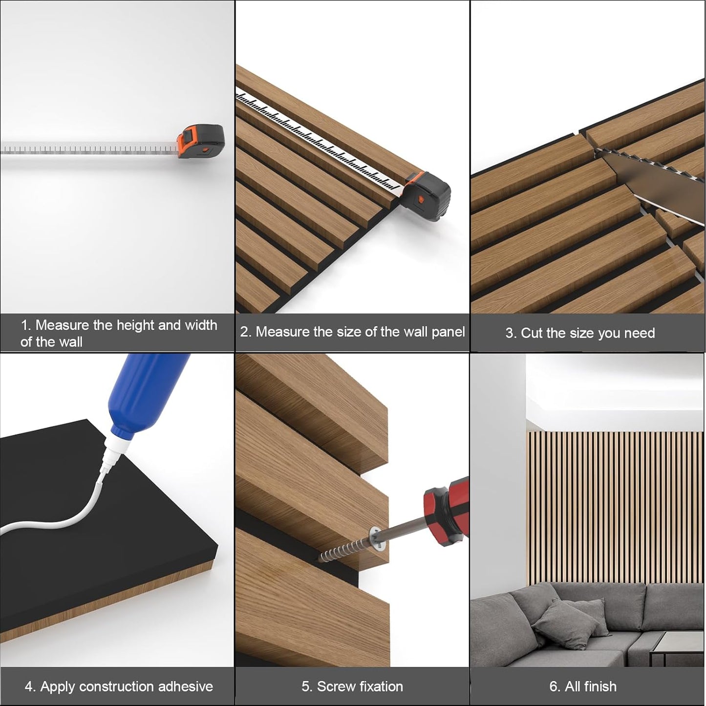 Yuzzy Wood Panels for Wall - 9 Feet Dark Walnut Wood Slat Acoustic Panels 2 PCS - Modern Sound Absorbing Wall Panels for Interior Wall Decor for Home, Office, Studio