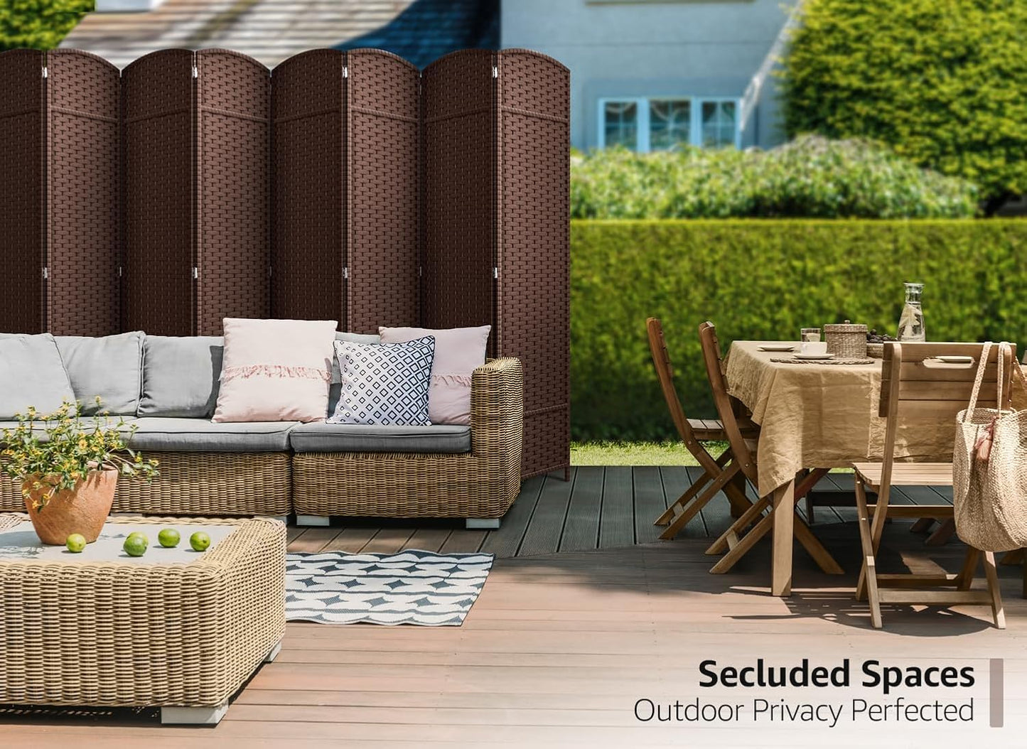 Sorbus 8 Panel Room Divider 6 ft. Tall - Privacy Screen, Extra Wide Double Hinged Panels, Mesh Hand-Woven Design, Partition Room Dividers and Folding Privacy Screens, Wall Divider for Room Separation