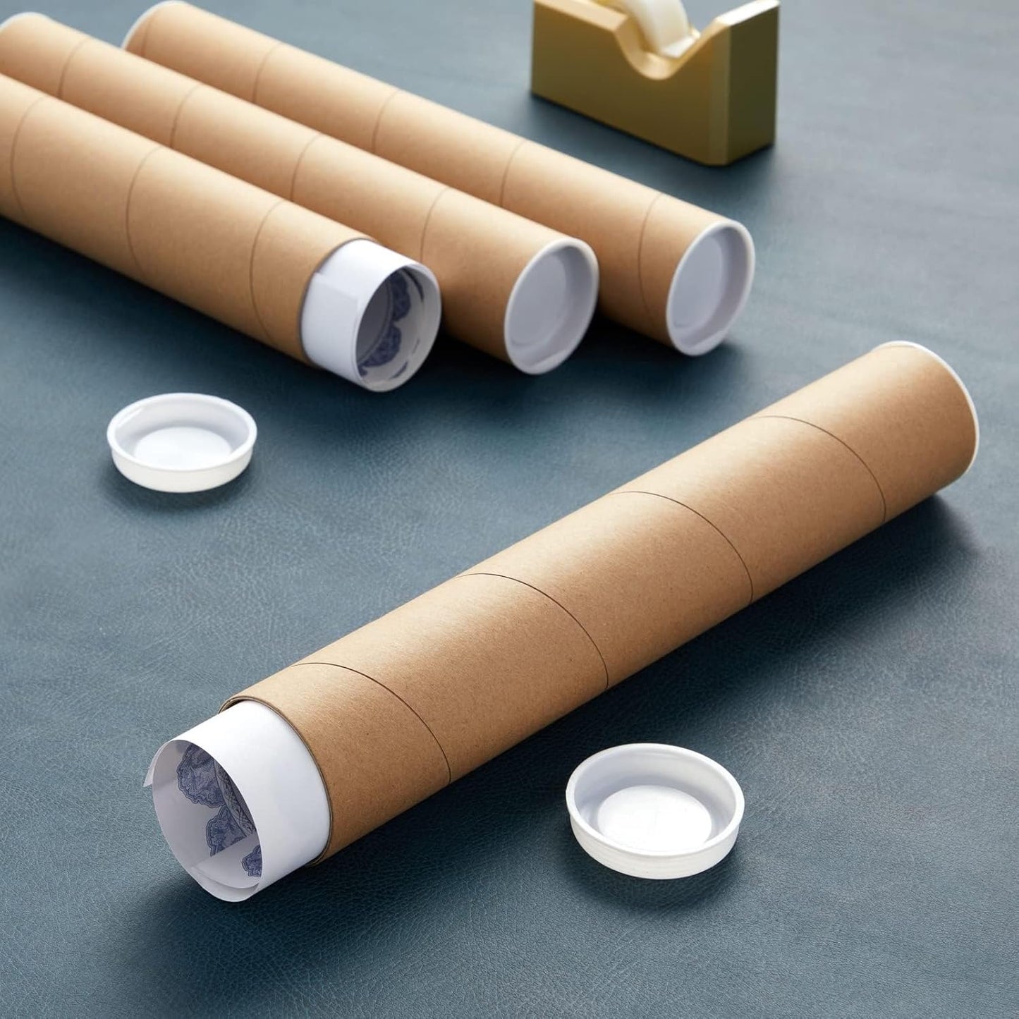 Stockroom Plus Poster Tube - 2 in x 12 in, 12-Pack, Brown Kraft - Tube Mailers with Caps & Spiral Construction for Impact Protection & Poster Storage