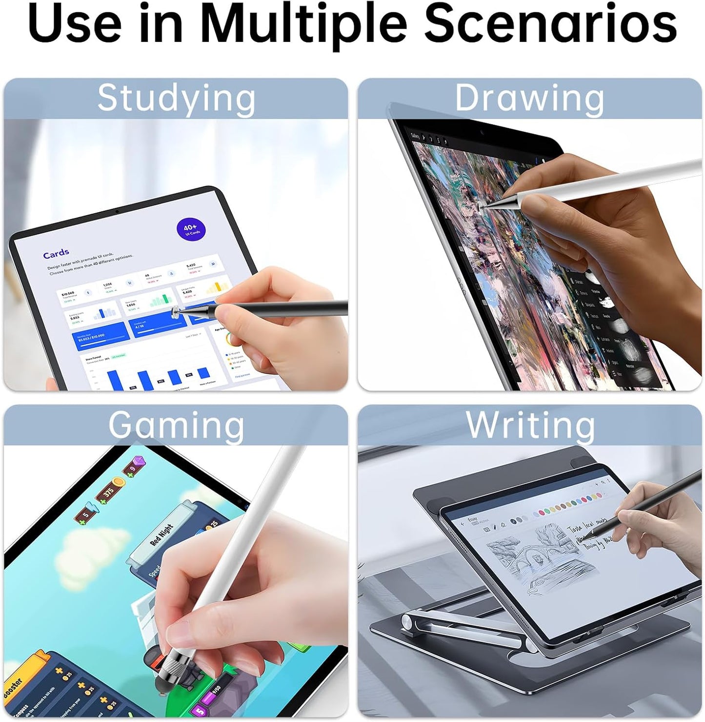 Bopomofo Stylus (10 Pcs), 2-in-1 Stylus Pen for Touchscreen, High Precision and Sensitivity, Suitable for iPhone/ipad/Android Tablets, Compatible with Touch Screens,Black/White