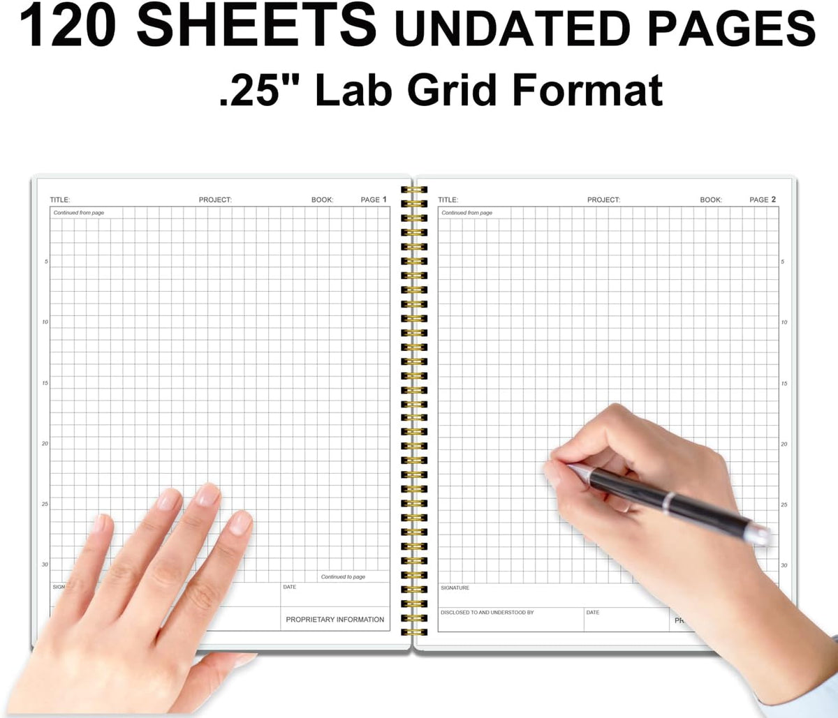 Engineering Notebook/Engineer Graph Paper Notebook - (.25" Grid Format), Lab Notebook Quad Ruled Book with Grid Pages: Table of Contents for Chemistry, Physics, 8" x 10", Spiral Bound, Blue Flower