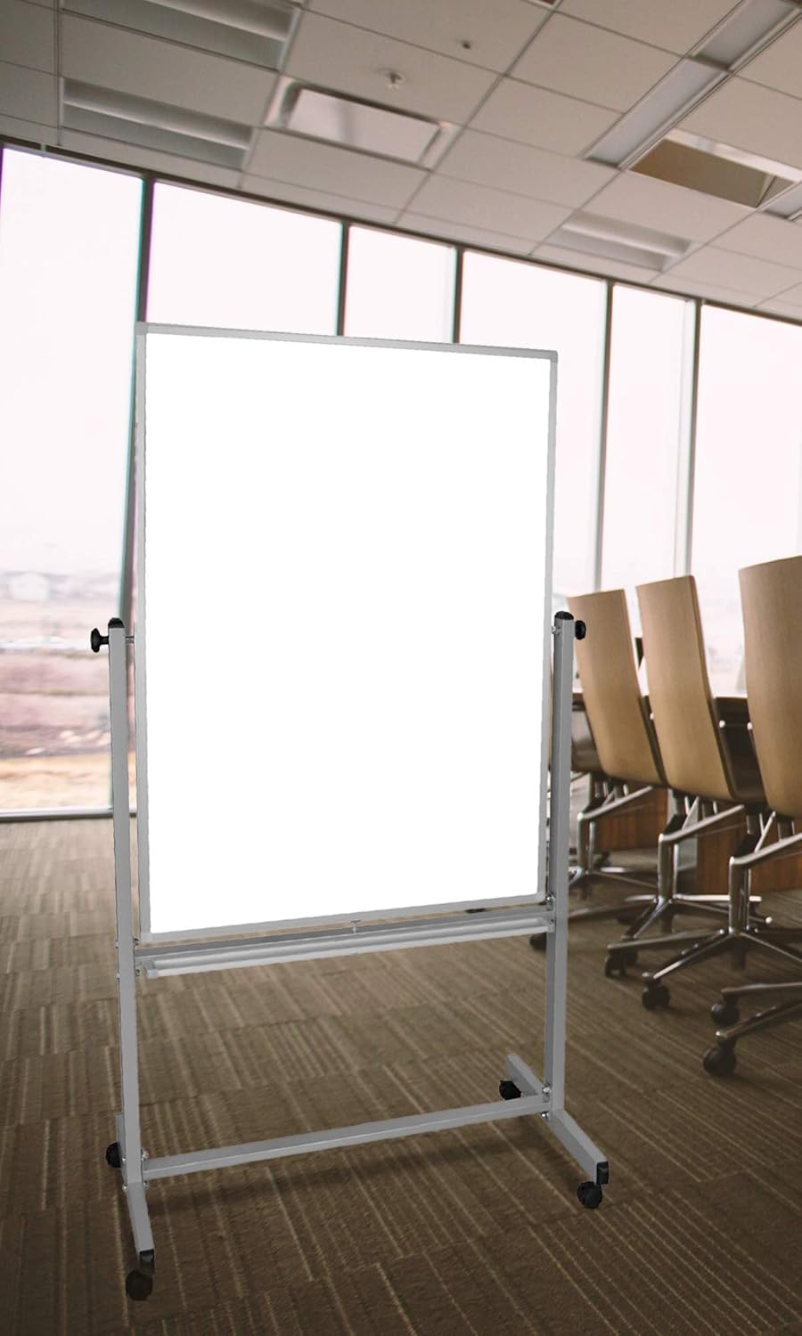Luxor Mobile MB3648WW Dry Erase Double-Sided Magnetic Whiteboard with Aluminum Frame and Stand,36"W x 48"H