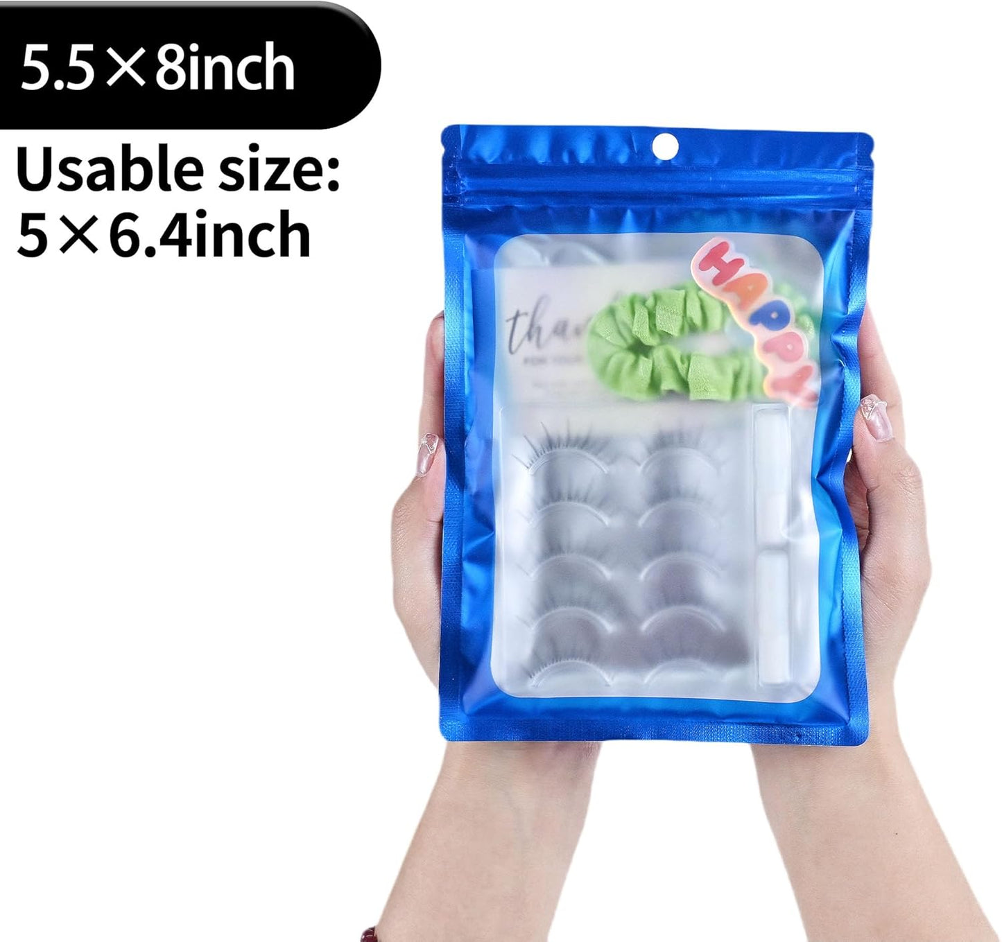 Resealable Mylar Pouch Bag Great for Office Home Party Favor Food Storage (100PCS, Blue Color, 5.5 x 8 inch)