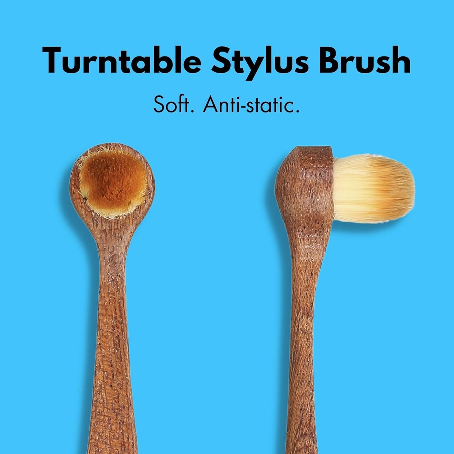 Turntable Stylus Brush by Vinyl Supply Co. - 100% All-Natural Wood Vinyl Brush - Goat Hair Vinyl Record Brush - Stylus Brush Cleaner for Needles and Cartridges (Stylus Brush)