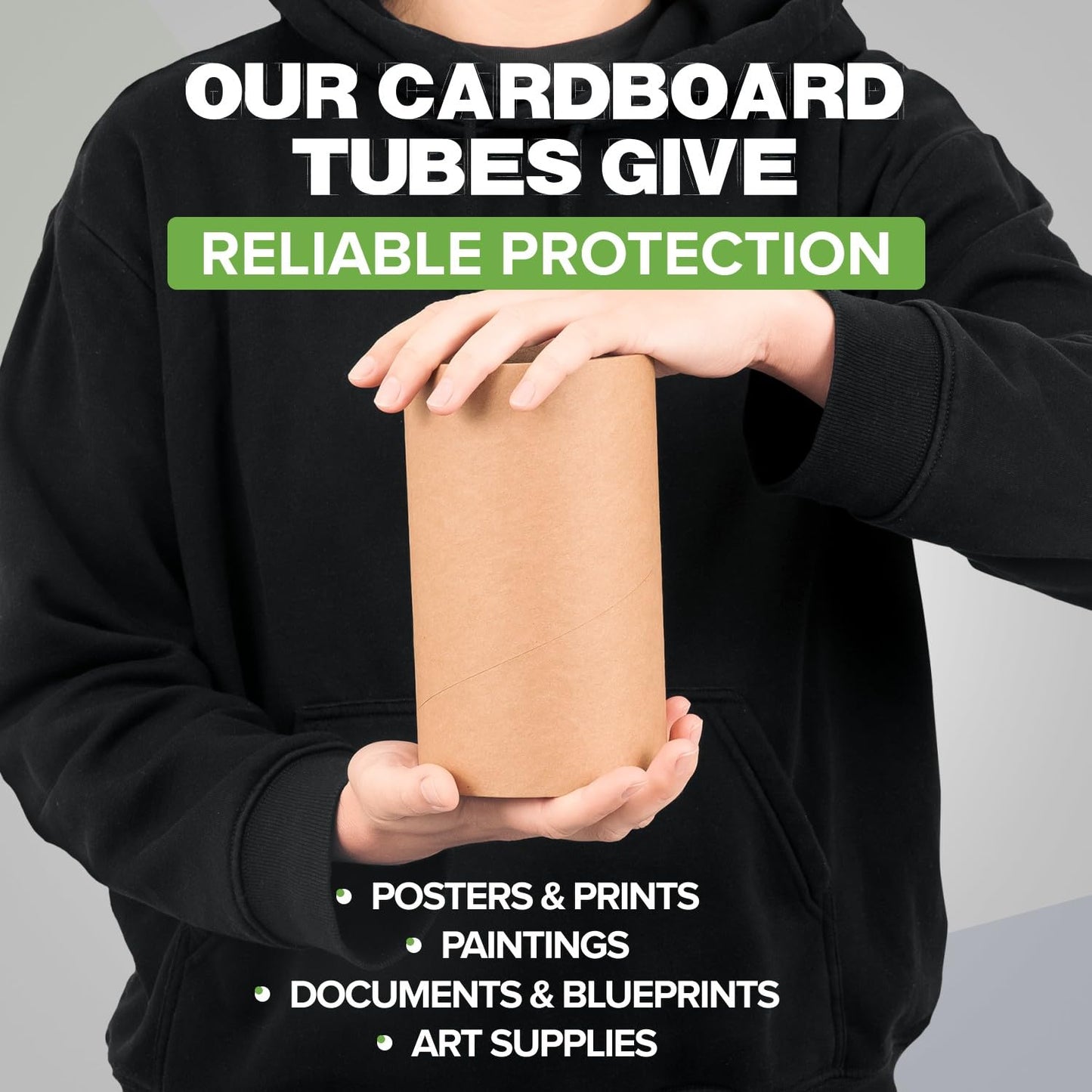 4" x 6" Reinforced Kraft Paper Mailing Tubes, Pack of 12 Tubes with 2 Caps Each – USPS Approved Poster Tube – Made in USA Cardboard Tube for Shipping and Storing Posters, Prints, Artwork, Documents