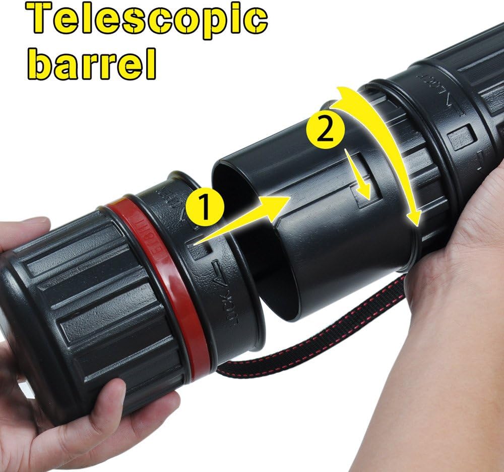 DEWEL Drawing Tube Blueprint Case Telescoping Art Tube Expands from 30”to 52”, Large Plastic Black Fishing Rods Storage Tube Waterproof and Light Resistant Poster Tube with Strap (XL Size)