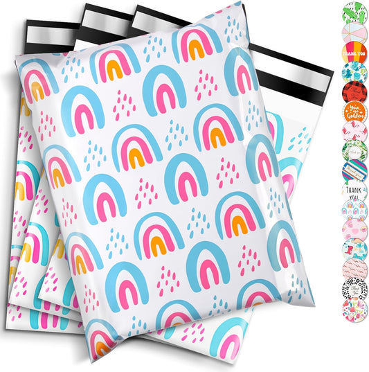Oududianzi Poly Mailers 10x13, 50Pack Shipping Bags, Self-Seal Polymailers Mailers Poly Bags, Packaging Bags for Small Business and Clothing - Rainbow