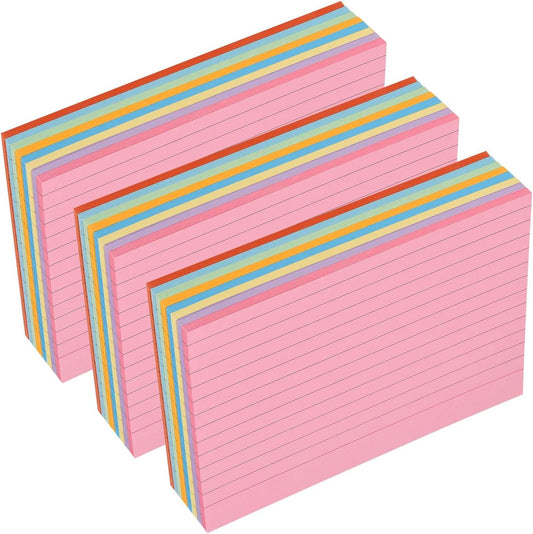 OBTANIM 200 Count 4 x 6 Inch Index Cards Assorted Colors Ruled Index Flash Cards for Studying Taking Note Office Home and School Daily Recording