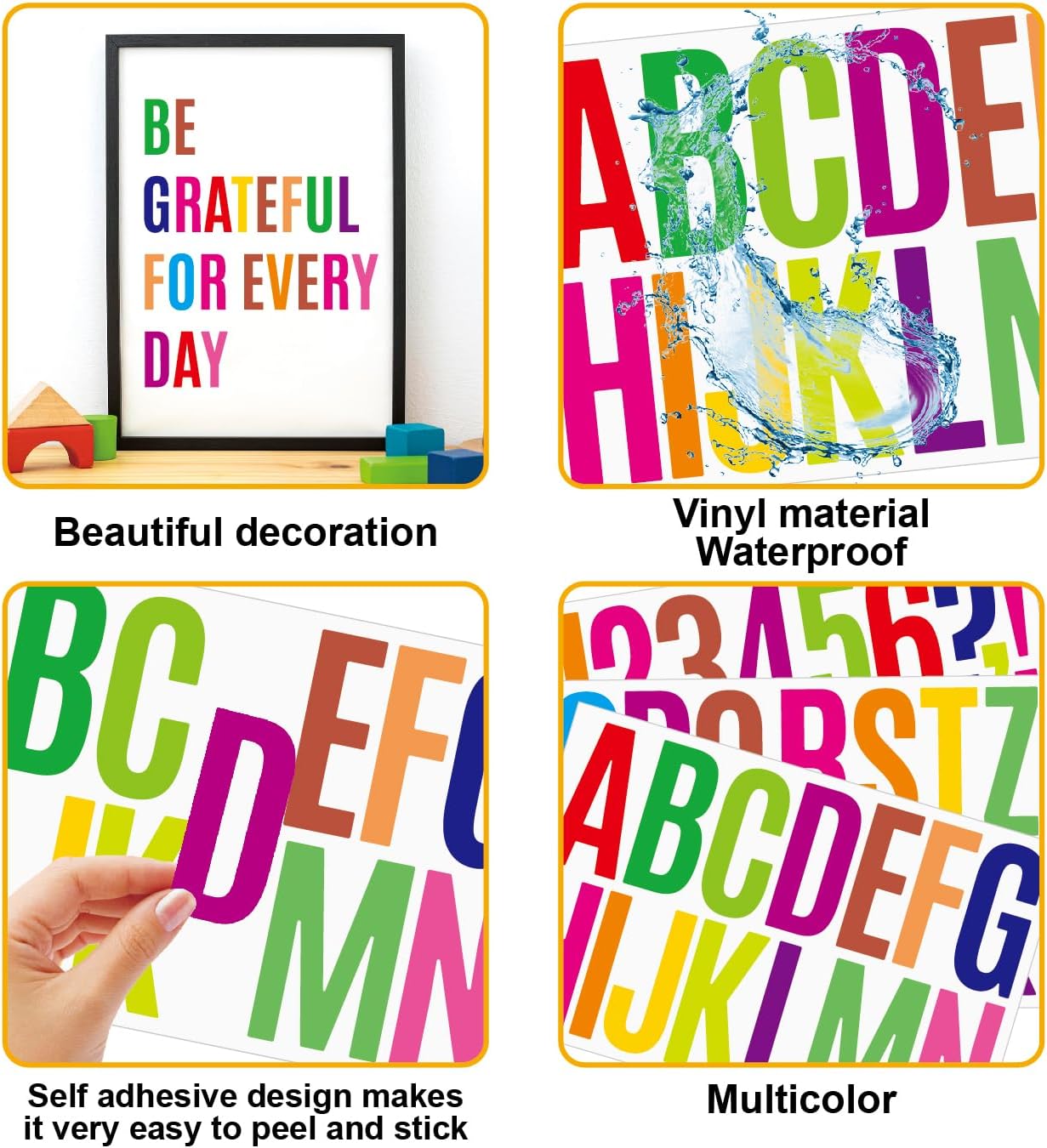 480 Pcs Waterproof 3" Vinyl Alphabet & Number Stickers - Self-Adhesive for Mailboxes, Windows, Doors, Signs, Vehicles & More, Colored