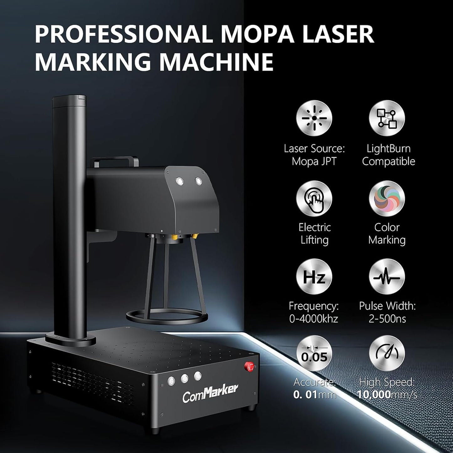 ComMarker B4 30W JPT Mopa Fiber Laser Engraving Machine,Support Lightburn Laser Engraver with 2Lens and L Protective Shield,2in1 Desktop Handheld Color Marking Machine for Stainless Steel,Ring,Tumbler