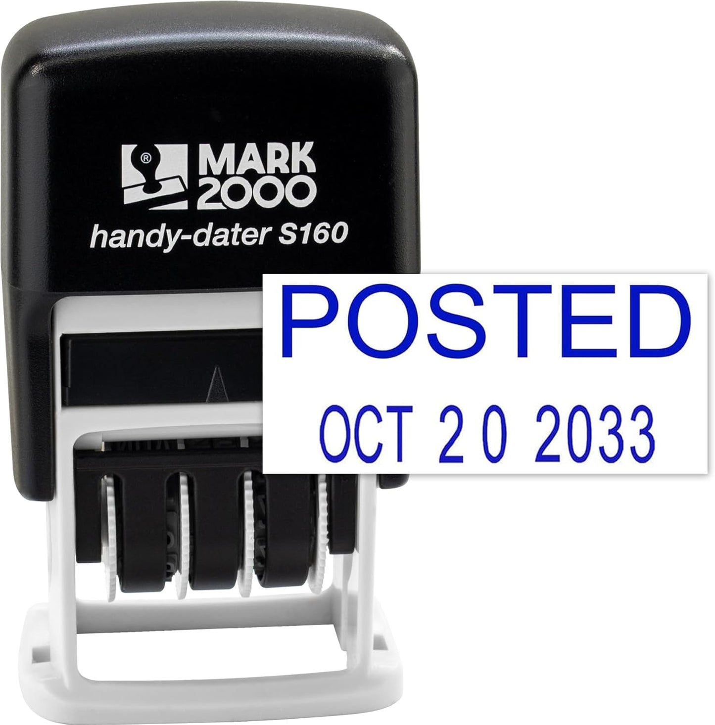 Mark 2000 Self-Inking Rubber Date Office Stamp with Posted Phrase & Date - Blue Ink (Handy-Dater S160), 12-Year Band