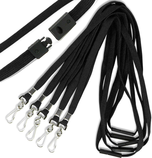Safety Breakaway Lanyard with J-Hook Flat Lanyards for ID Badges Cruise Lanyard Bulk Preimum Lanyards for Women/Men Business Card NameTag Holder Lanyards Employee Students (Black, Breakaway 100 Pack)