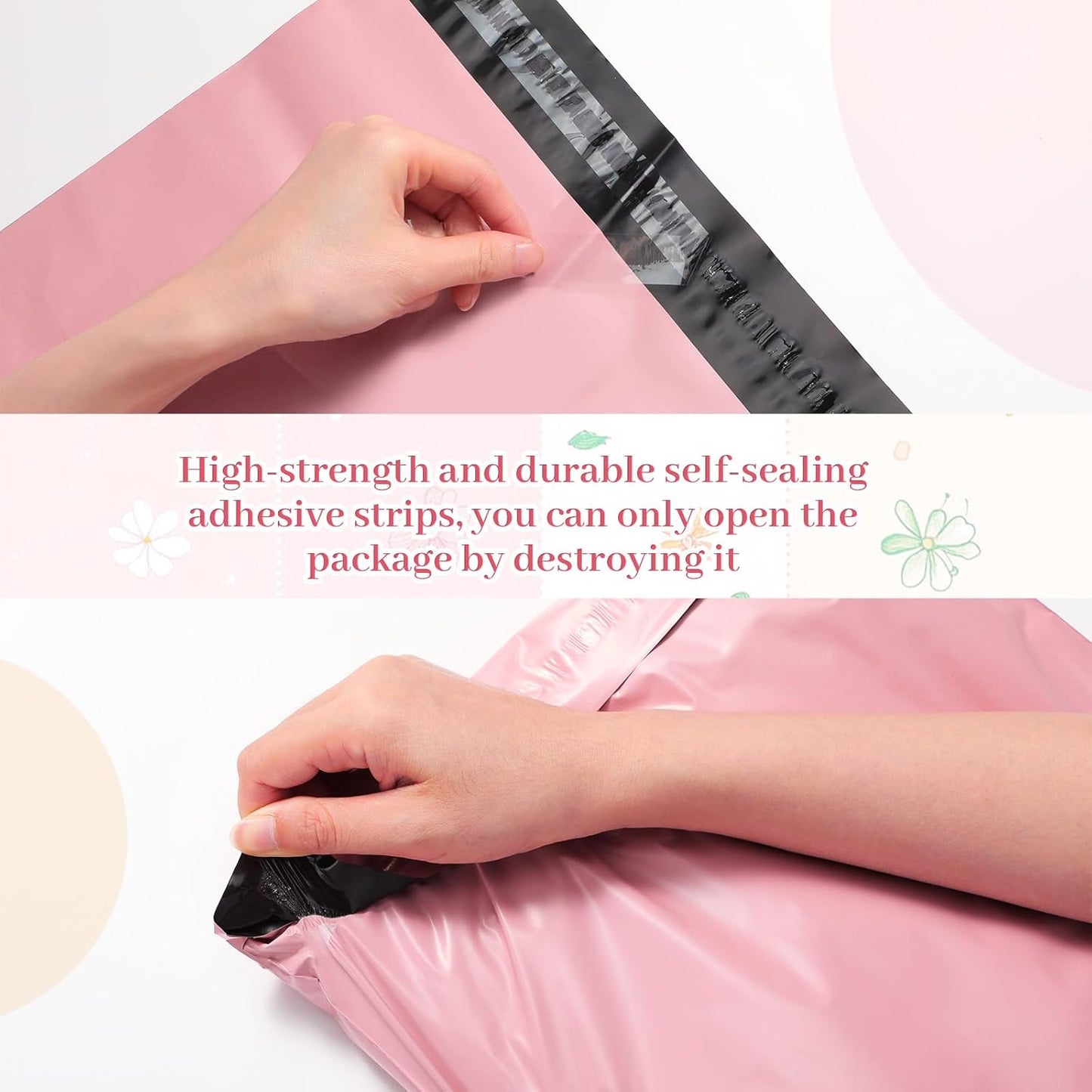 Outus 240 Pcs Poly Mailers Variety Pack Mailing Shipping Bags 6 Assorted Sizes Shipping Envelopes Self Adhesive Waterproof and Tear Proof Packaging Bags for Clothing Books Gift(Pink)