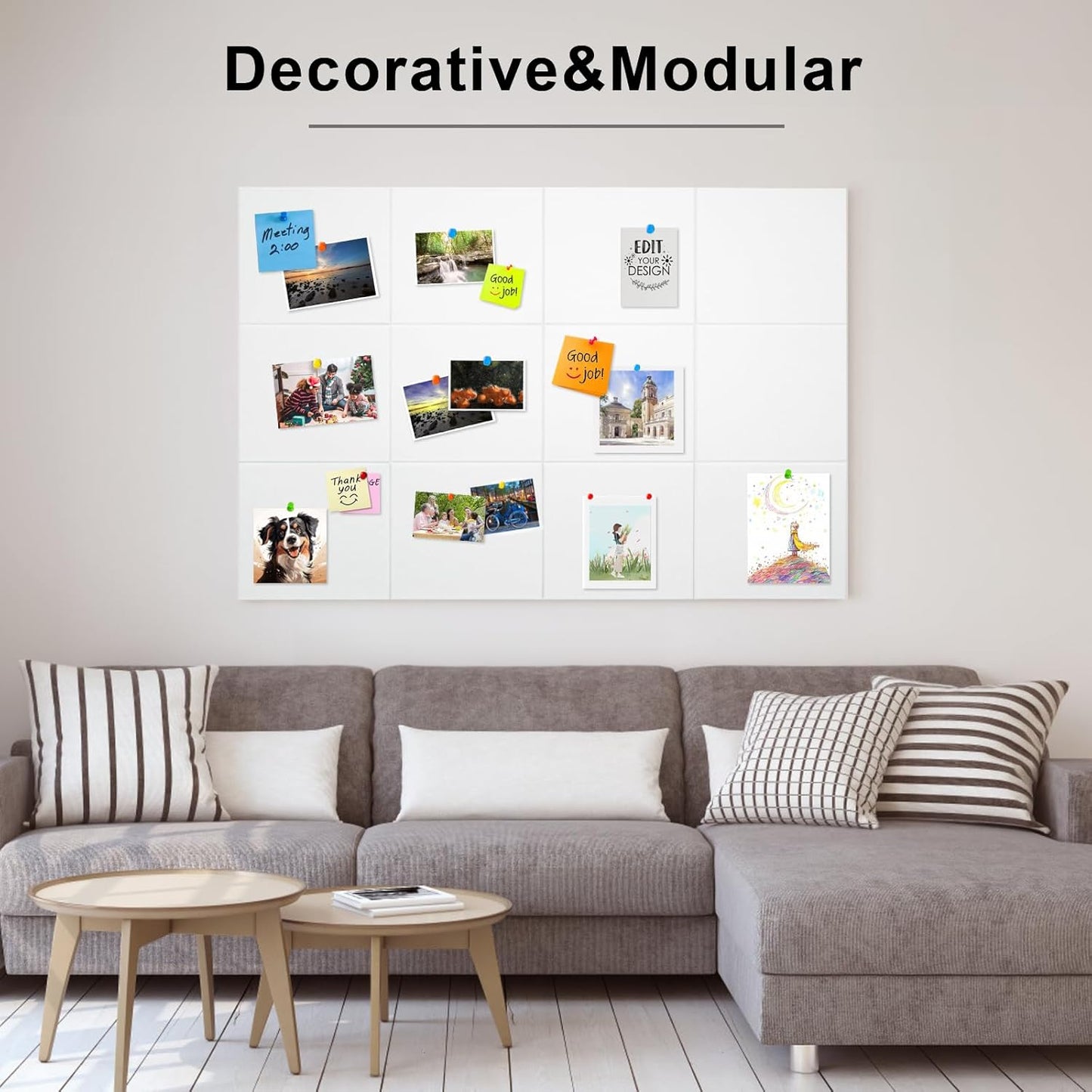 White Large Cork Board for Wall 12 Pack