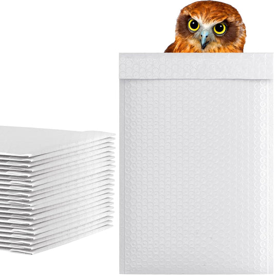 White Poly Bubble Mailers Self Seal, 7.25 x 11 Inch. Pack of 200 Bubble Packaging Envelopes for Shipping. Durable Padded Envelopes Waterproof. Self Seal Padded Mailers. Shipping Packages