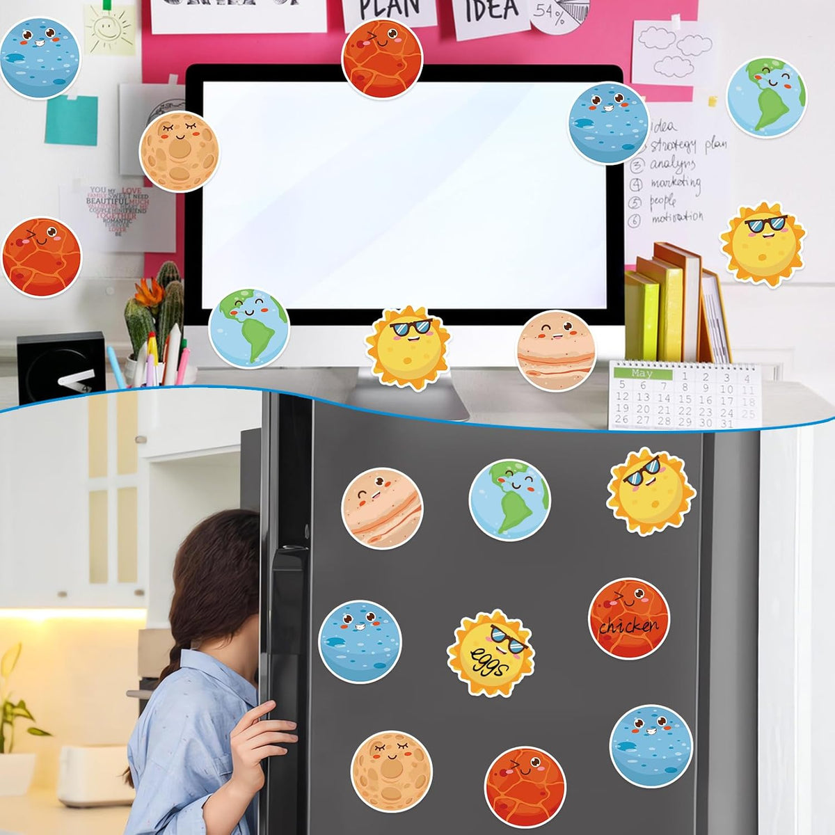 600Pcs Outer Space Sticky Notes, Cute Outer Space Memo Pads Solar System Planet Shaped Self Sticky Notepads for Teachers Office Classroom School Supplies Birthday Party Favors