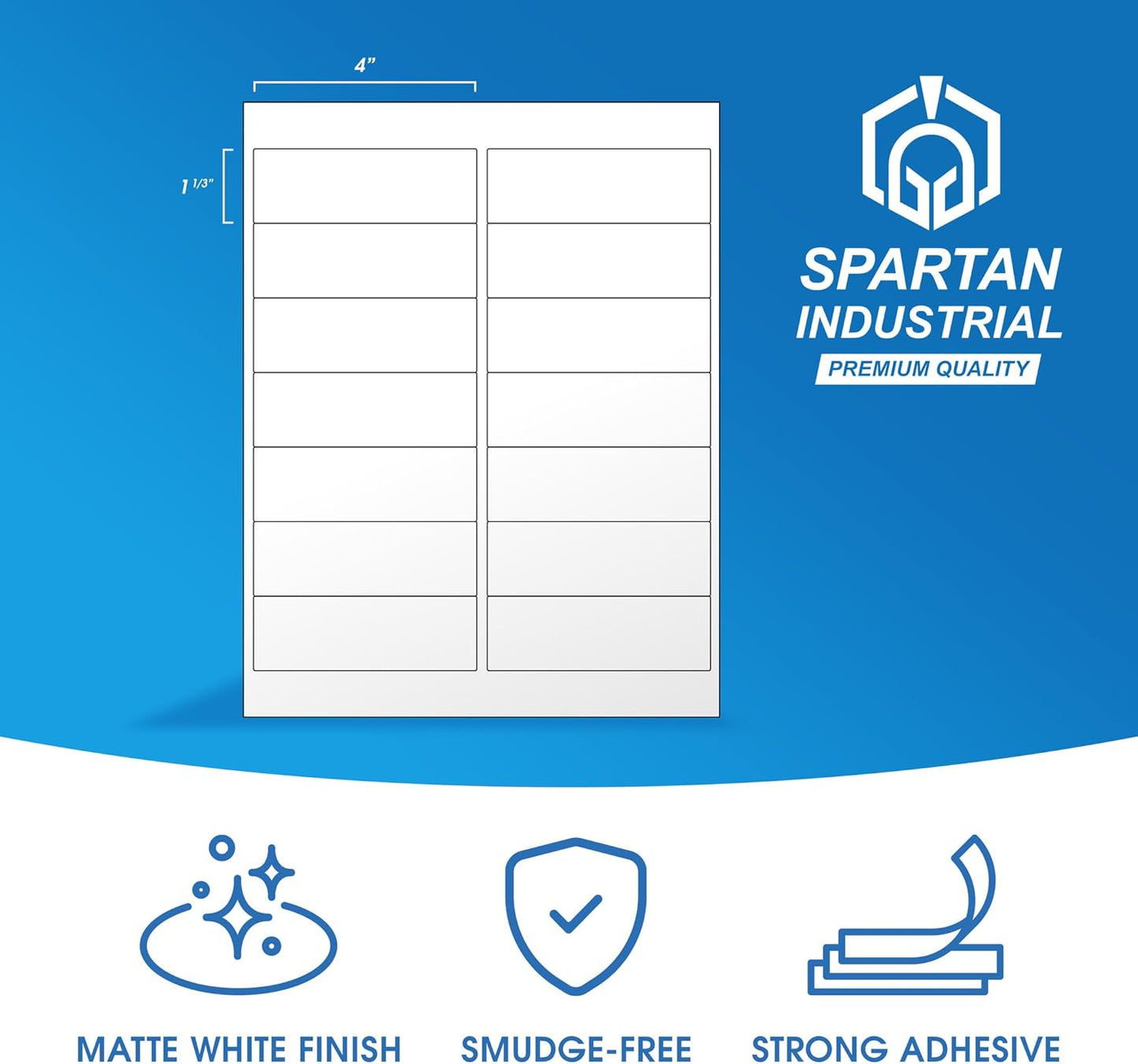 4" X 1 1/3" Matte White Printable Labels Compatible with Inkjet and Laser Printers - 500 Sheets, 7000 Total Paper Stickers for Addresses, Mailing, and Barcodes - Spartan Industrial