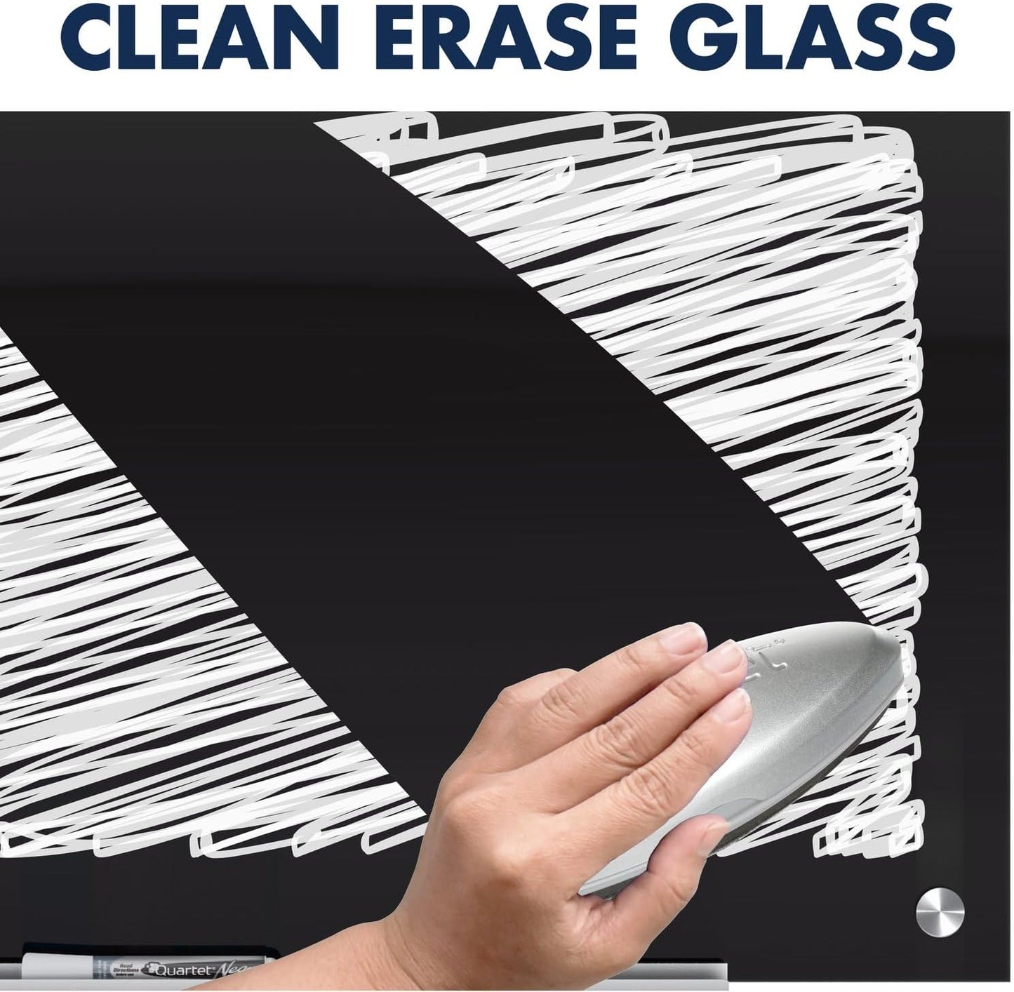Quartet Glass Whiteboard, Magnetic Dry Erase White Board, 36" x 24", Black Surface, Infinity (G3624B)