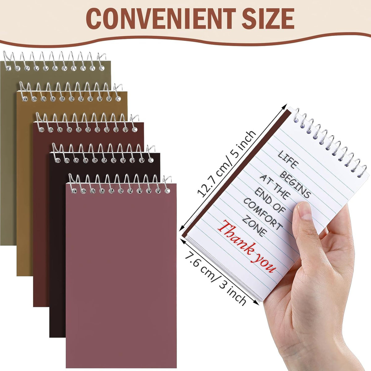 Thenshop 100 Pads Spiral Memo Pads Bulk 3 x 5 Inch Small Pocket Notepad Top Bound Lined 60 Sheets Mini Notebooks for School College Office Home Supplies (Multicolored)