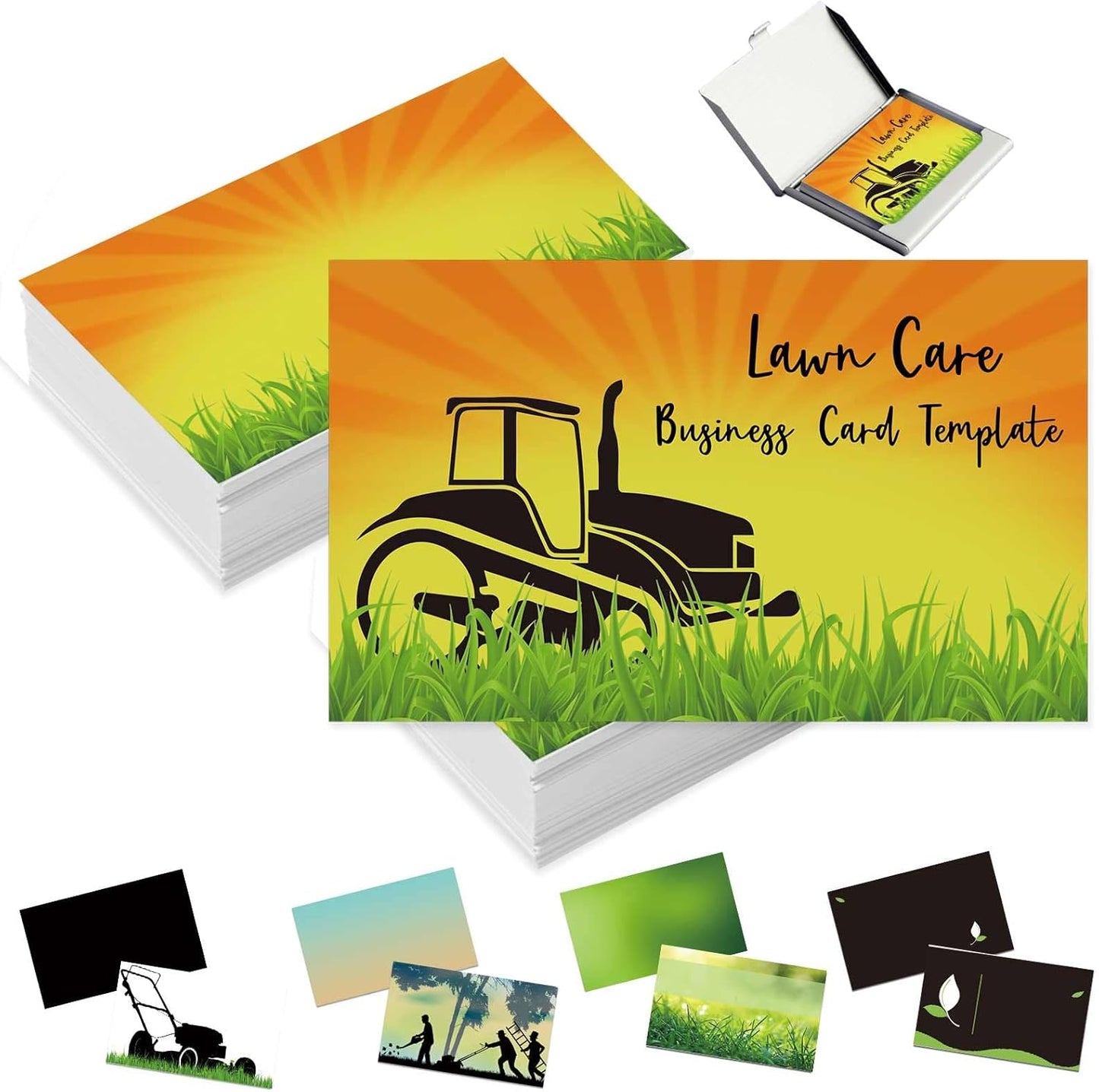 Custom Business Cards Personalized Business Cards with Photo for Small Business Customized with Logo Text 1000 500 200 100 Double Sided Printable Waterproof Business Cards-3.5" x 2",Lawn Care Template