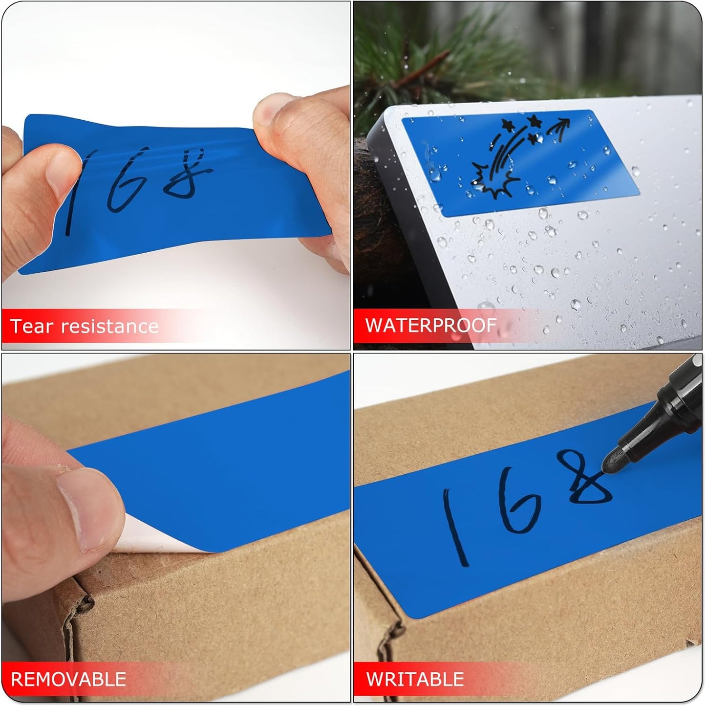 Blue Rectangle Stickers 4 x 2 Inch Color Coding Labels Vinyl Roll Self-Adhesive Waterproof Removable 500 PCS