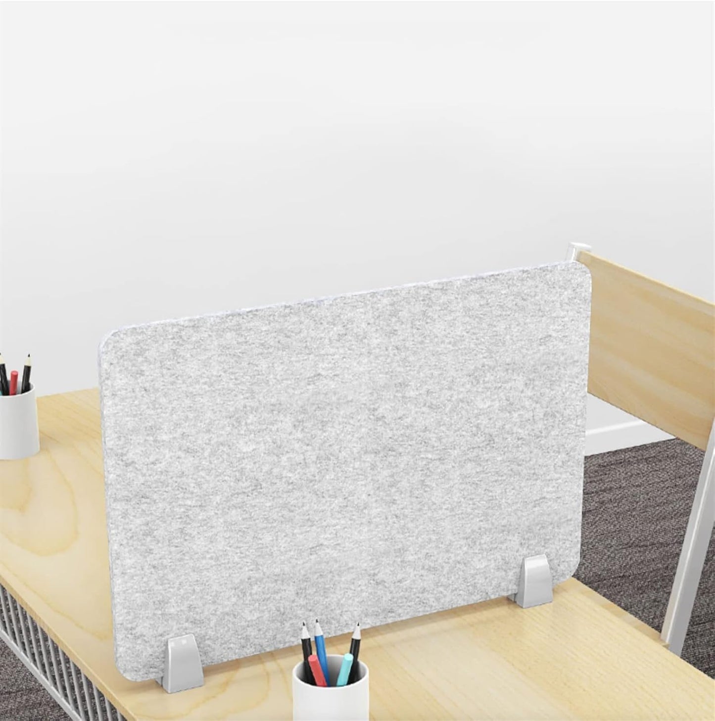 Icegrey Acoustic Desk Divider Privacy Panel Removable Sound Absorbing Desk Partition Board with 2 Clips for Student Call Centers Offices Braries Classrooms Library, Beige, 23.4x11.7"