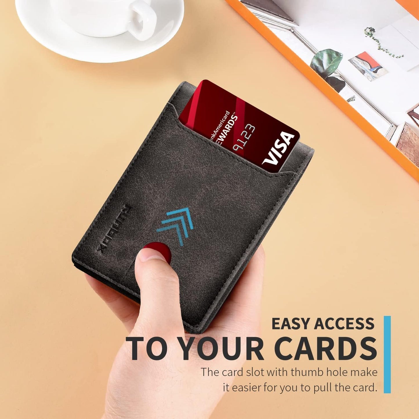 RUNBOX Novelty Wallet for Men Slim 11 Credit Card Holder Slots Leather RFID Blocking Small Thin Men's Wallet Bifold Minimalist Front Pocket Large Capacity Gift Box