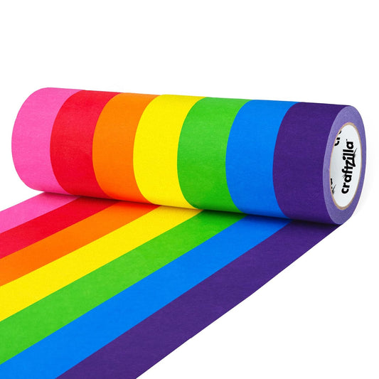 Colored Masking Tape - 7 Roll Multi Pack - 210 Feet x 1 Inch of Colorful Craft Tape for Arts & Crafts, Labeling and Color- Coding