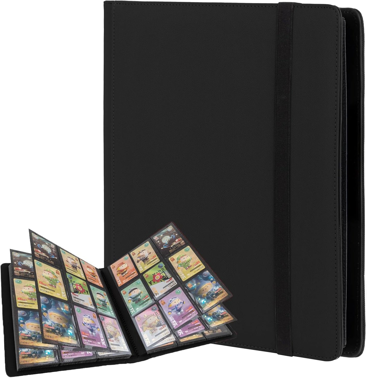 Trading Card Binder 9 Pocket, Fvxldcz PU Cover Card Collection Binder 540 Cards Sleek Side-Loading Card Album, Sturdy Card Collection Folder for TCG, MTG, Yugioh, Sport Cards (Black-2)