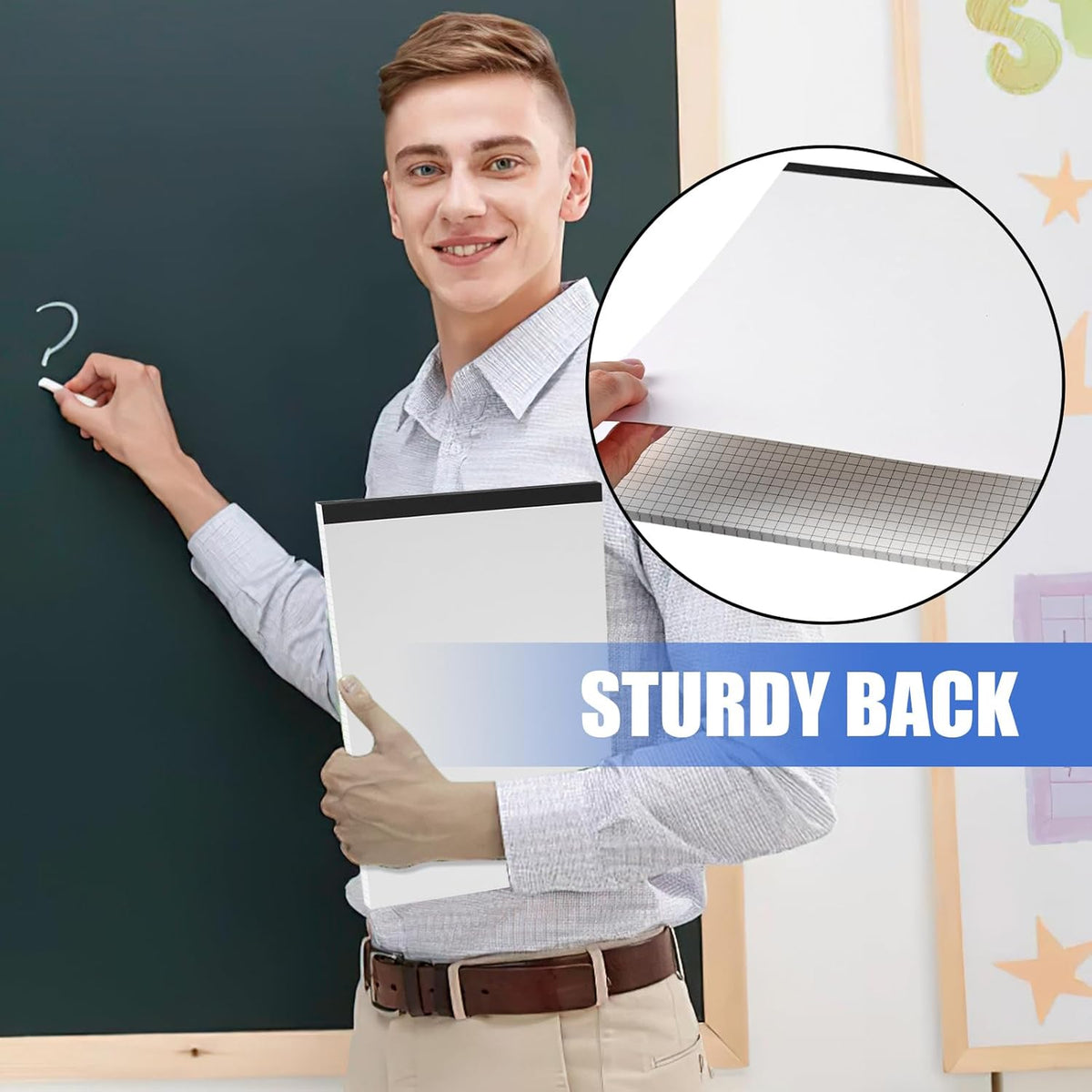 BOOKNOW 2-Pack 8.5" x 11" White 5x5 Quad Ruled Graph Paper Pads, 50 Sheets per Pad, for Office, School, and Drawing