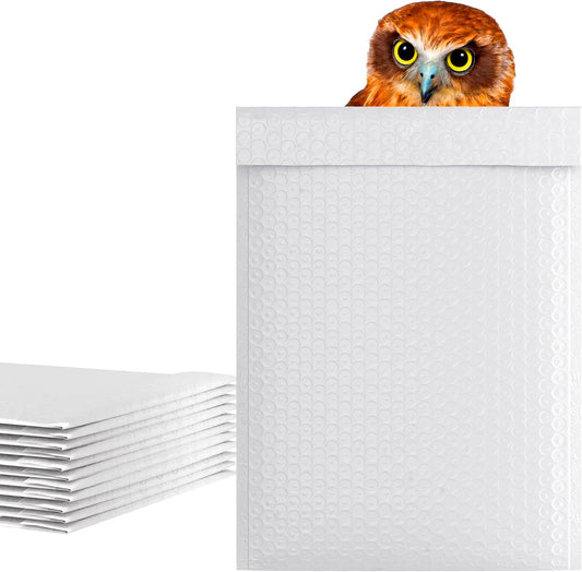 White Poly Bubble Mailers Self Seal, 12.5 x 18 Inch. Pack of 5 Bubble Packaging Envelopes for Shipping. Durable Padded Envelopes Waterproof. Self Seal Padded Mailers. Shipping Packages