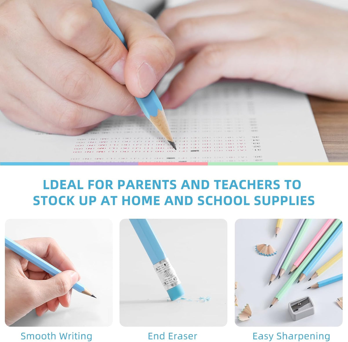 ZWlOT Wood-Cased Pencils,Pre-Sharpened,Pastel Colors,175 Count #2 HB Pencils with Eraser Bulk,Assorted Colors,School Classroom Teacher Supplies Gifts