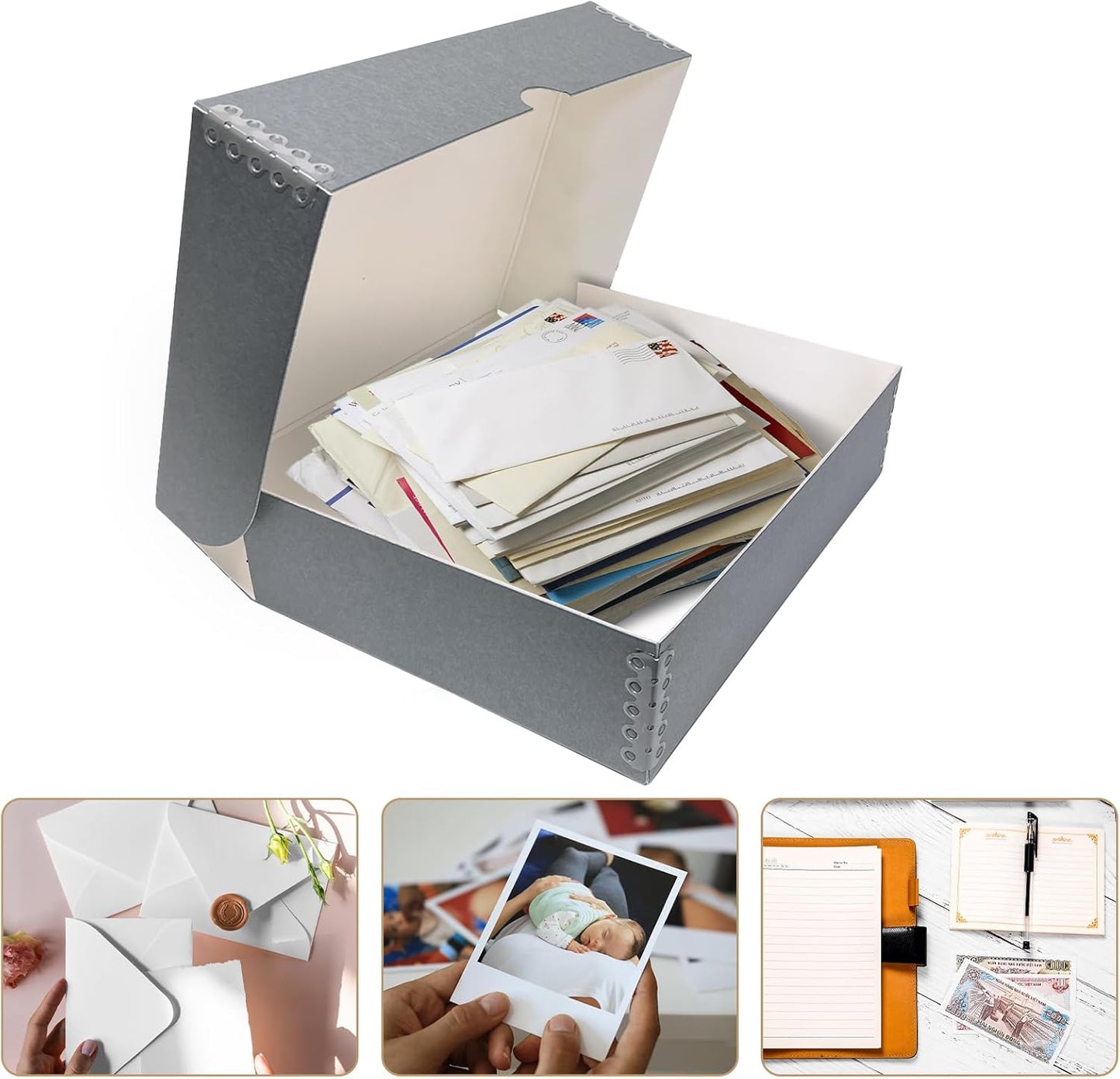 Lineco, 9x12 Clamshell Archival Folio Storage Box, 3" Deep, Acid-Free with Metal Edge Preservation Box. Preserves Picture Magazines Longevity, Organize Photos or Documents, Artwork, DIY
