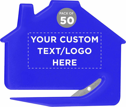 Custom House Letter Openers Set of 50, Personalized Bulk Pack - Perfect for Home or Office - Blue