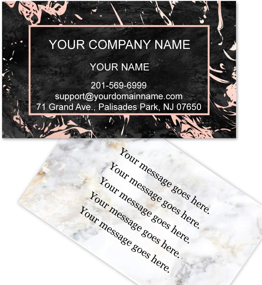 Custom Premium Business Cards, Full color - Marble (350gsm-Thick paper), Made in The USA (Pink Black)