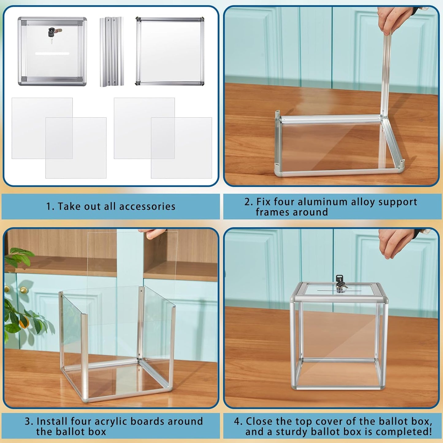 Acrylic Donation Raffle Box with Slot & Lock, Large Clear Ballot Offering Suggestion Ticket Holder for Fundraising Drawing Storage Container Tip Jar Voting Charity(6 x 6 x 6 In,Clear)