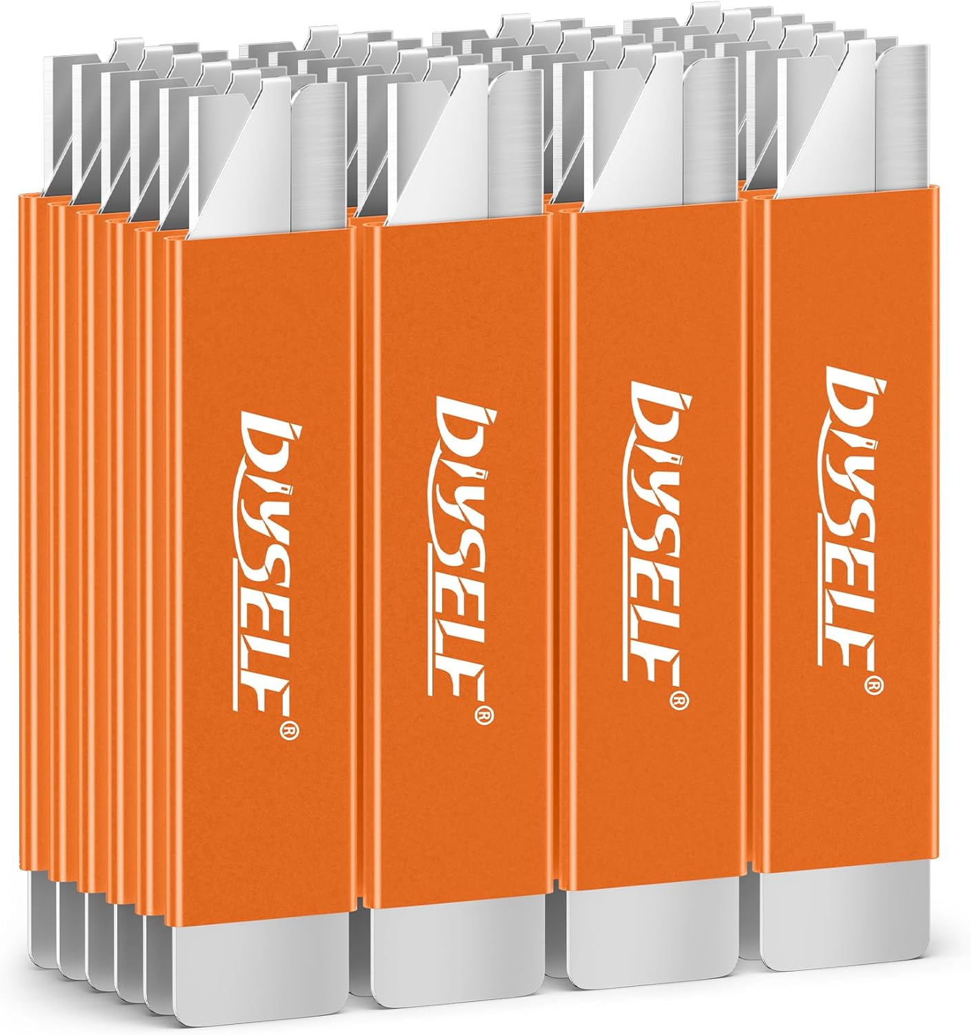 DIYSELF 24-Pack Utility Knife, Retractable Box Cutter for Cartons, Cardboard and Boxes, Boxcutter, Small Box Knife, Box Cutters Bulk (Orange)