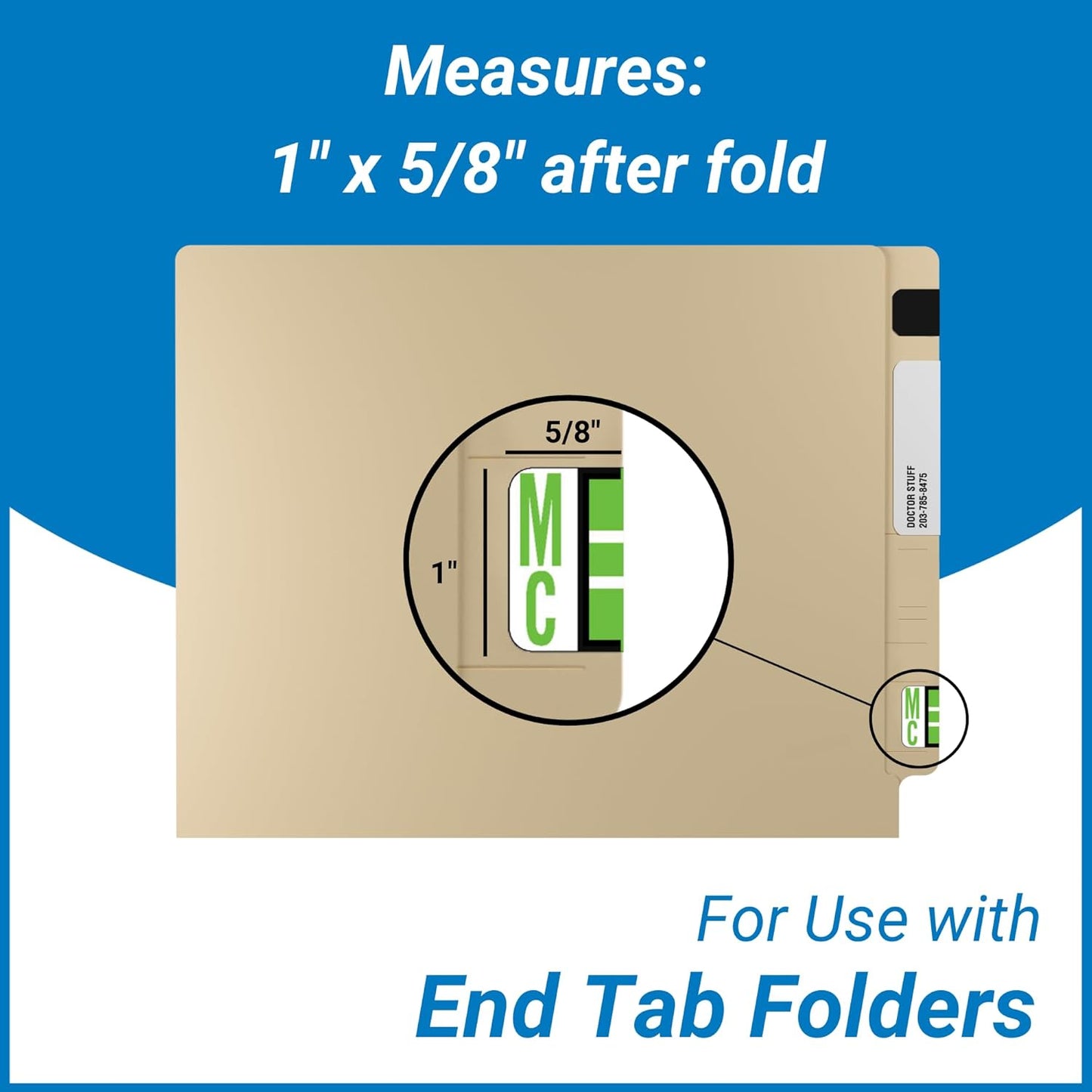Doctor Stuff - File Folder Labels, Alphabet Letter Green Mc (Alternate Color) Stickers, Compatible with Smead BCCR/BCCS - TPAM Series Alpha Stickers, 1" x 1-1/4", 120 Labels per Package