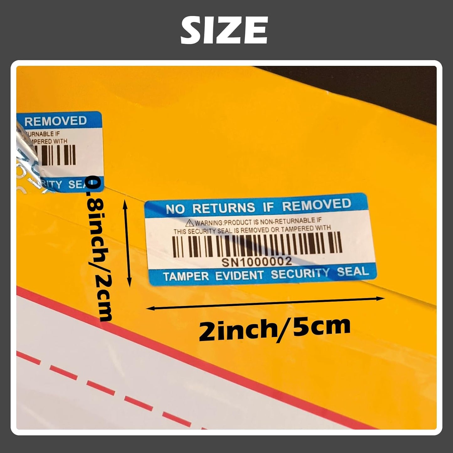 250pcs Tamper Proof Barcode Stickers,Security Label, Warranty Void Sticker with Individual Serial Number,Sealing Label for Package(2x0.8 inches,Blue)