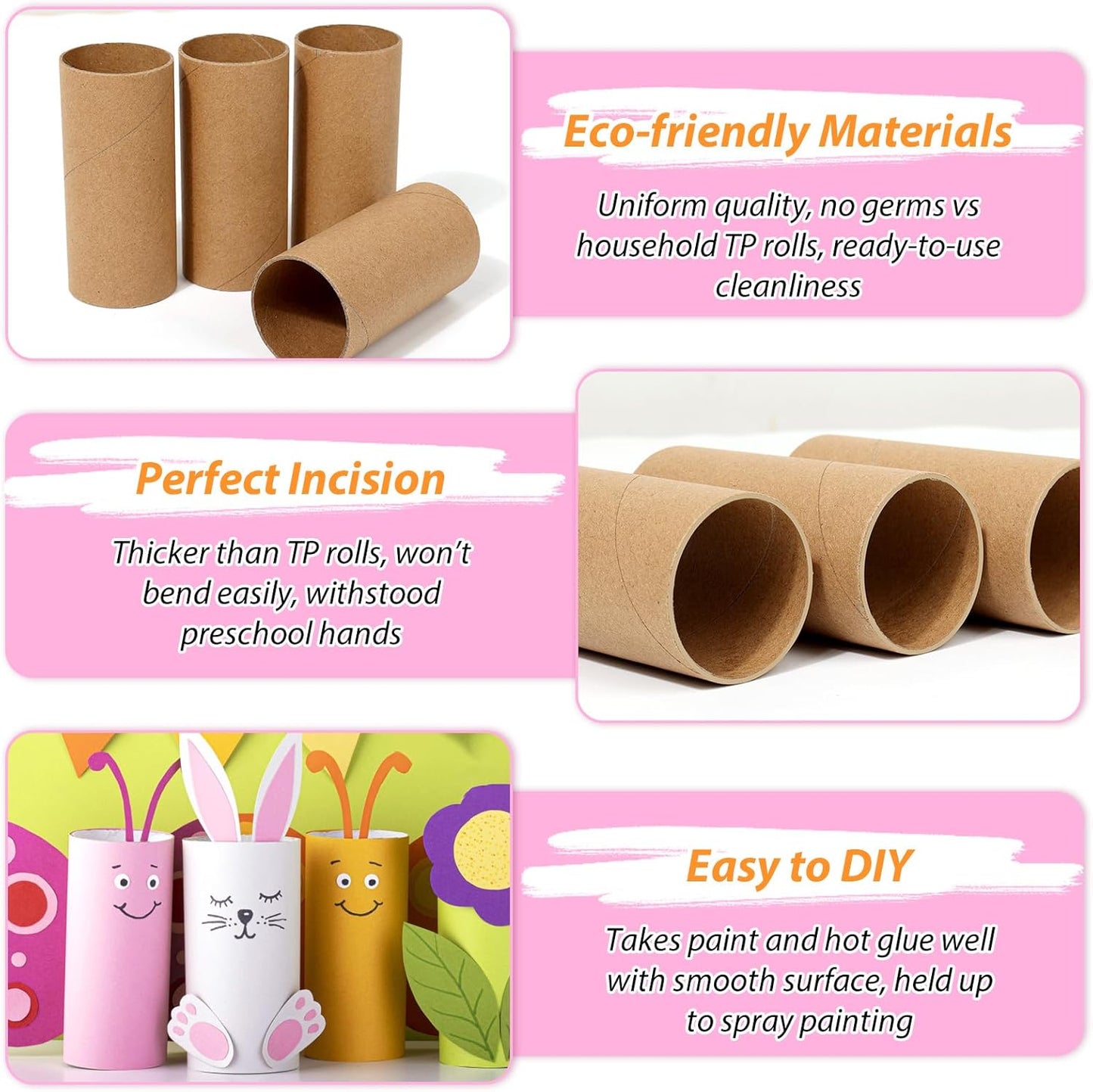 Modacraft 48-Pack Brown Cardboard Tubes (1.57"x3.7") | Empty Toilet Paper Rolls for DIY Crafts, Kids Art Projects, STEM Classroom Supplies | Green Friendly & Safe